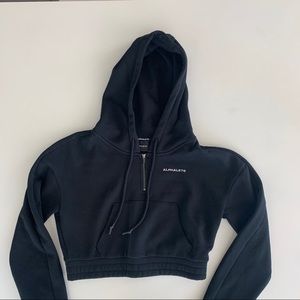 Alphalete Black Cropped Hoodie with Zip Capital